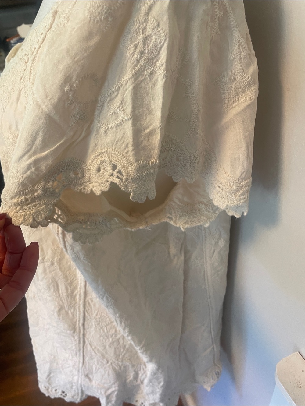 EUC Democracy Boho Cream embroidered Tunic size L - Picture 5 of 12